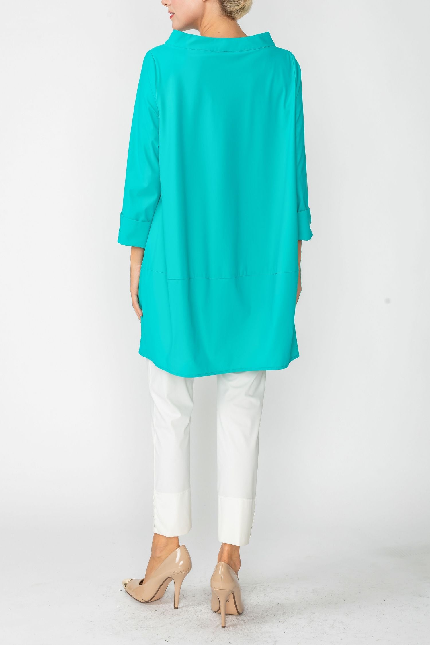 Jade Boat Neck Stand Collar Balloon Top