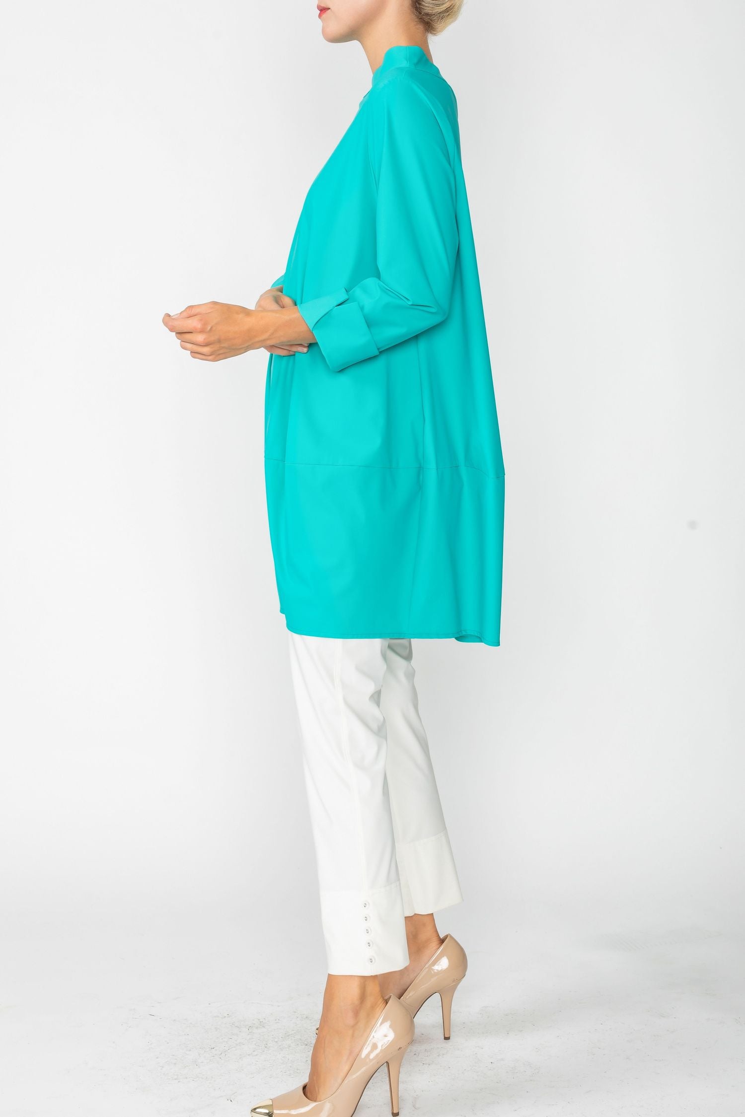 Jade Boat Neck Stand Collar Balloon Top