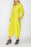 Acid Zip-Up Front Cropped Long Sleeve Jumpsuit