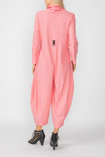 Coral Zip-Up Front Cropped Long Sleeve Jumpsuit – IC Collection