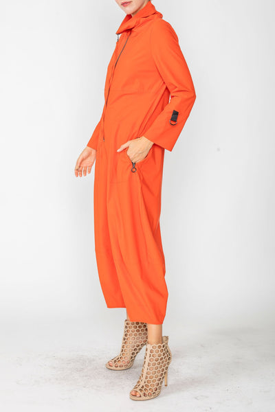 Orange Zip-Up Front Cropped Long Sleeve Jumpsuit – IC Collection