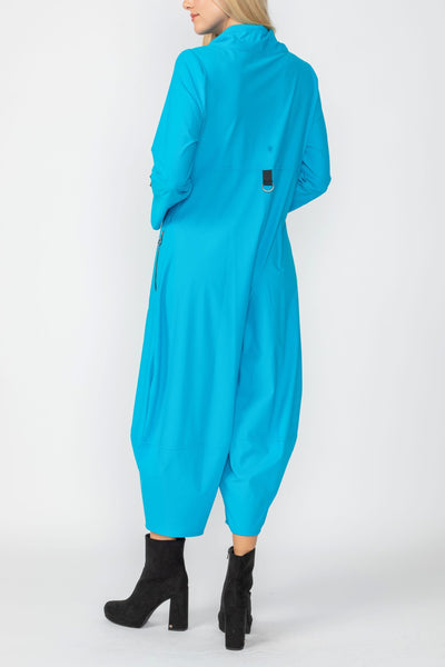 Turquoise Zip-Up Front Cropped Long Sleeve Jumpsuit – IC Collection