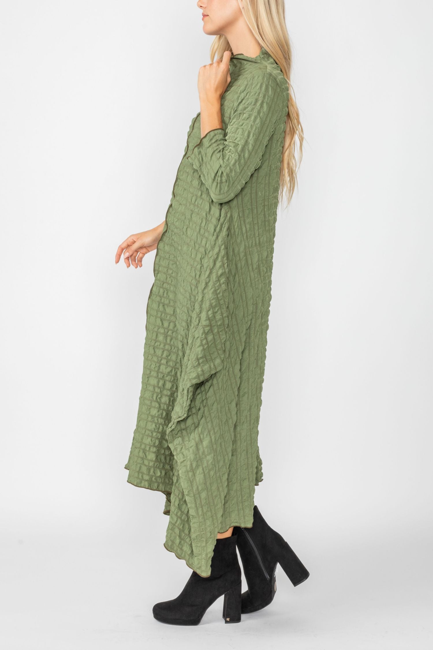 Olive Bubble Check Dress