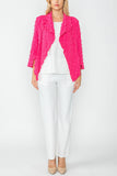 Fuchsia Bubble Check Merrow Detail Open Jacket
