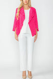 Fuchsia Bubble Check Merrow Detail Open Jacket