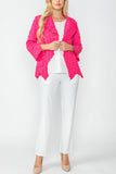 Fuchsia Bubble Check Merrow Detail Open Jacket
