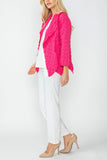 Fuchsia Bubble Check Merrow Detail Open Jacket