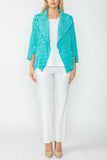 Turquoise Bubble Check Merrow Detail Open Jacket