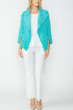 Turquoise Bubble Check Merrow Detail Open Jacket