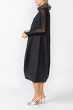 Black Organza Stand Collar Sleeveless Balloon Dress