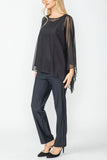 Black Asymmetrical Chiffon Poncho