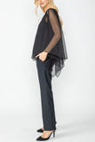 Black Asymmetrical Chiffon Poncho