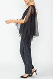 Black Asymmetrical Chiffon Poncho