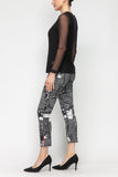 Black Button Hem Slim Crop Pants