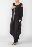 Black Cold Shoulder Sleeve Jumpsuits