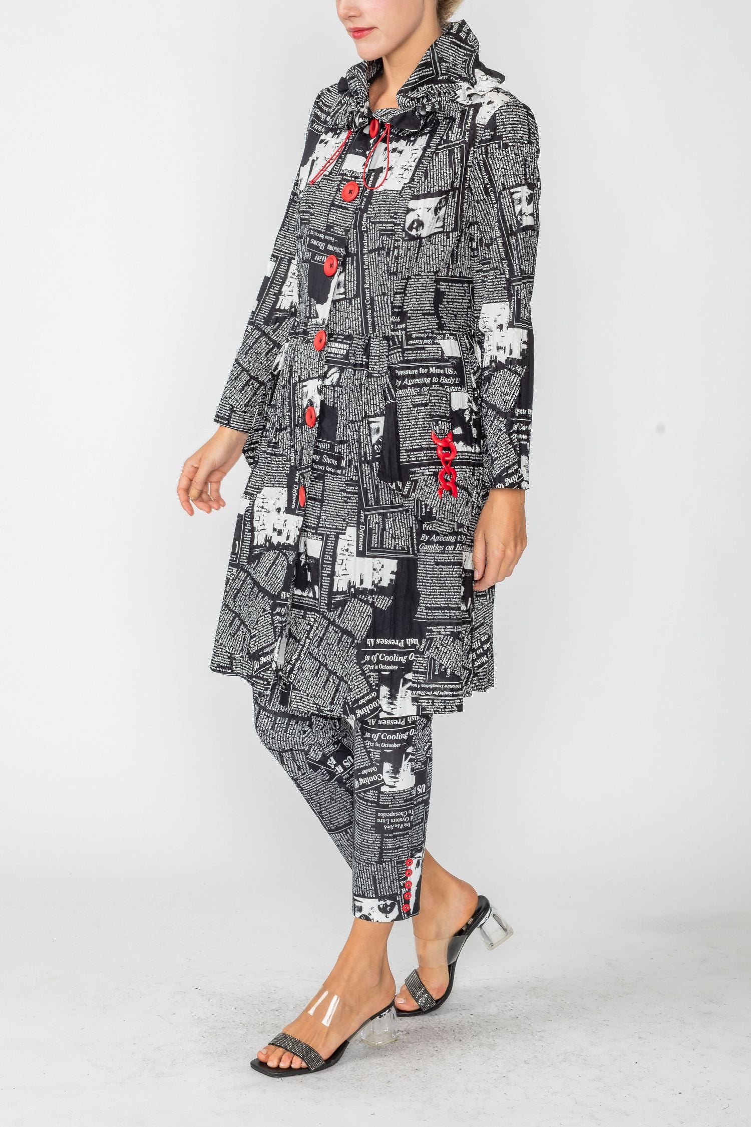 Black Chain Detail Newspaper Jacket