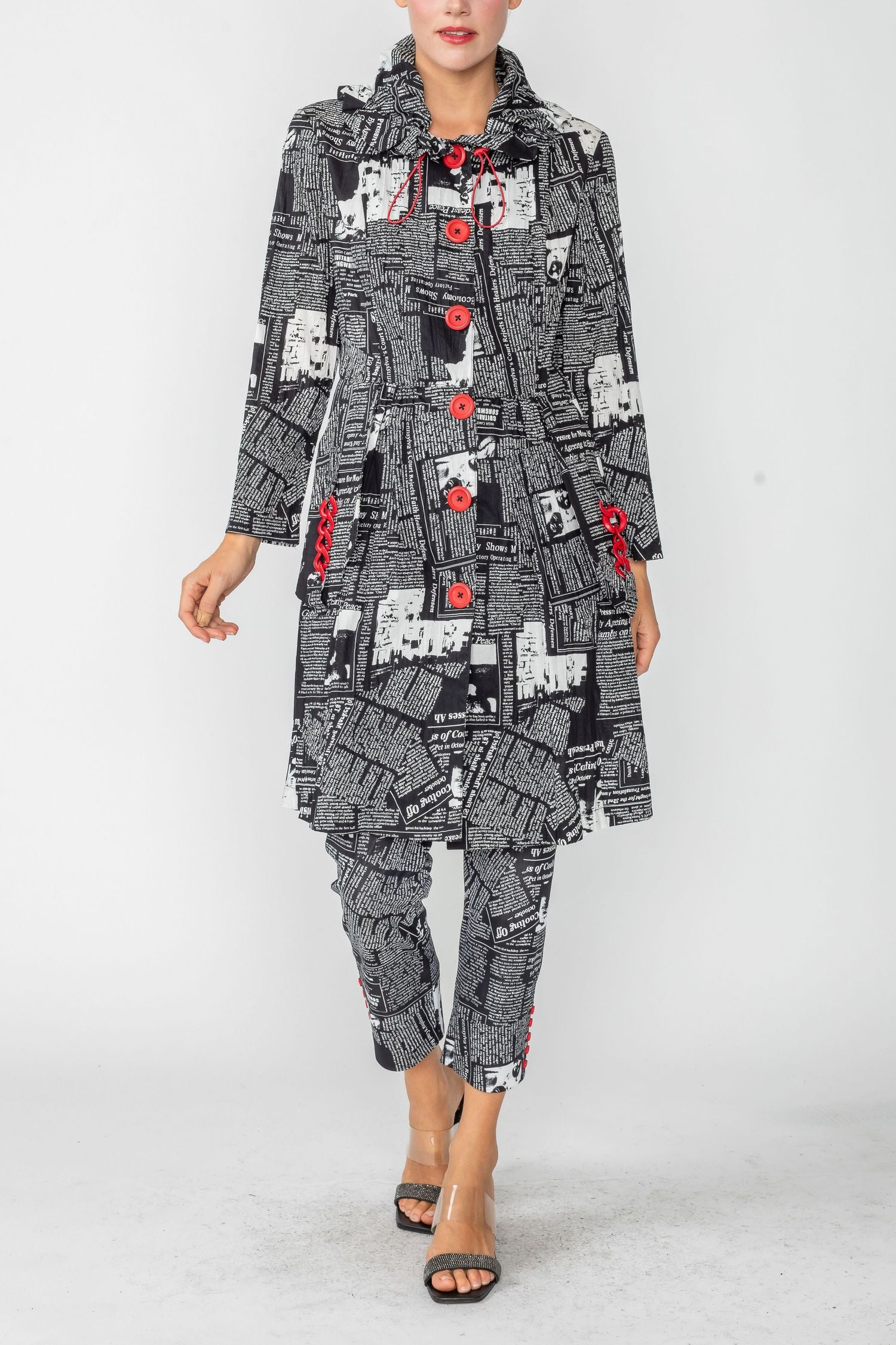 Black Chain Detail Newspaper Jacket