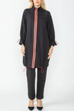 Black and Red High Stand Collar Balloon Long Jacket