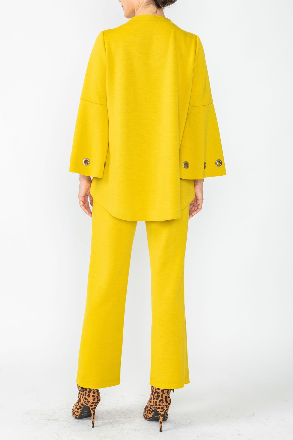 Mustard Eyelet Bell Sleeve One Button Jacket