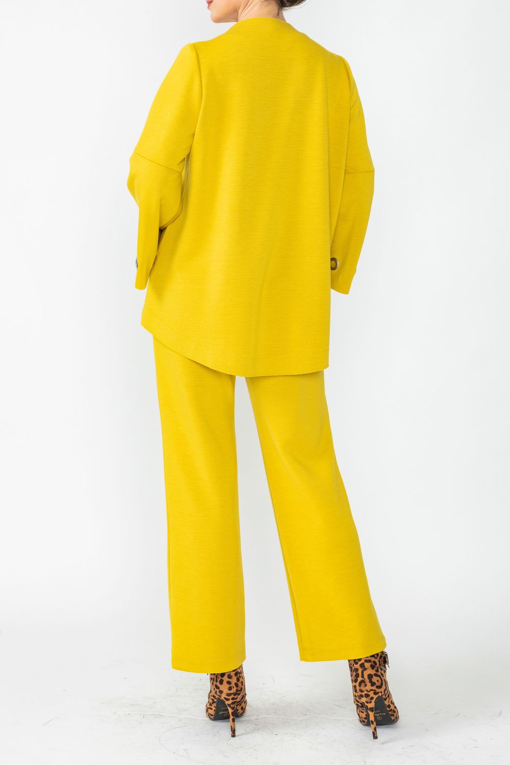 Mustard Eyelet Bell Sleeve One Button Jacket