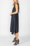 Black One Shoulder and Side Cord Drawstring Asymmetrical Dress