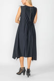 Black One Shoulder and Side Cord Drawstring Asymmetrical Dress