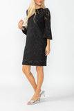 Black Perforated Bell Sleeve Dress