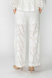 White Perforated Straight Leg Pants
