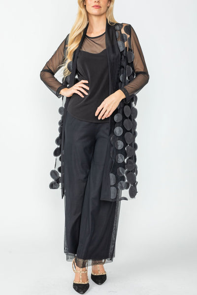 black sheer jacket for dress Alchemy Fashions Tulle-inserts Belted Jacket