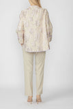 Champagne One Button Front Jacquard Jacket