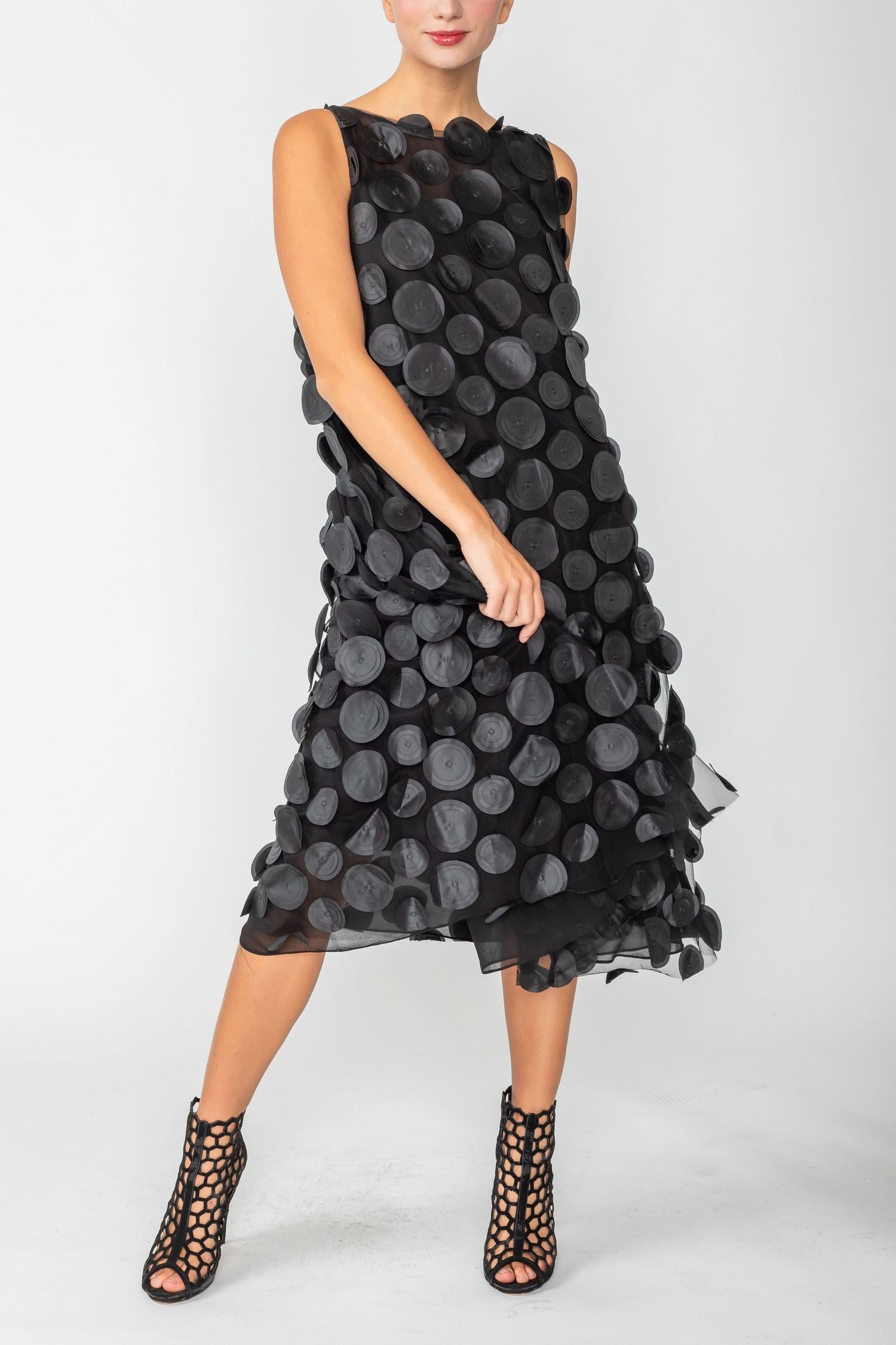 Black Mesh And Chiffon Layered Triangle Dress