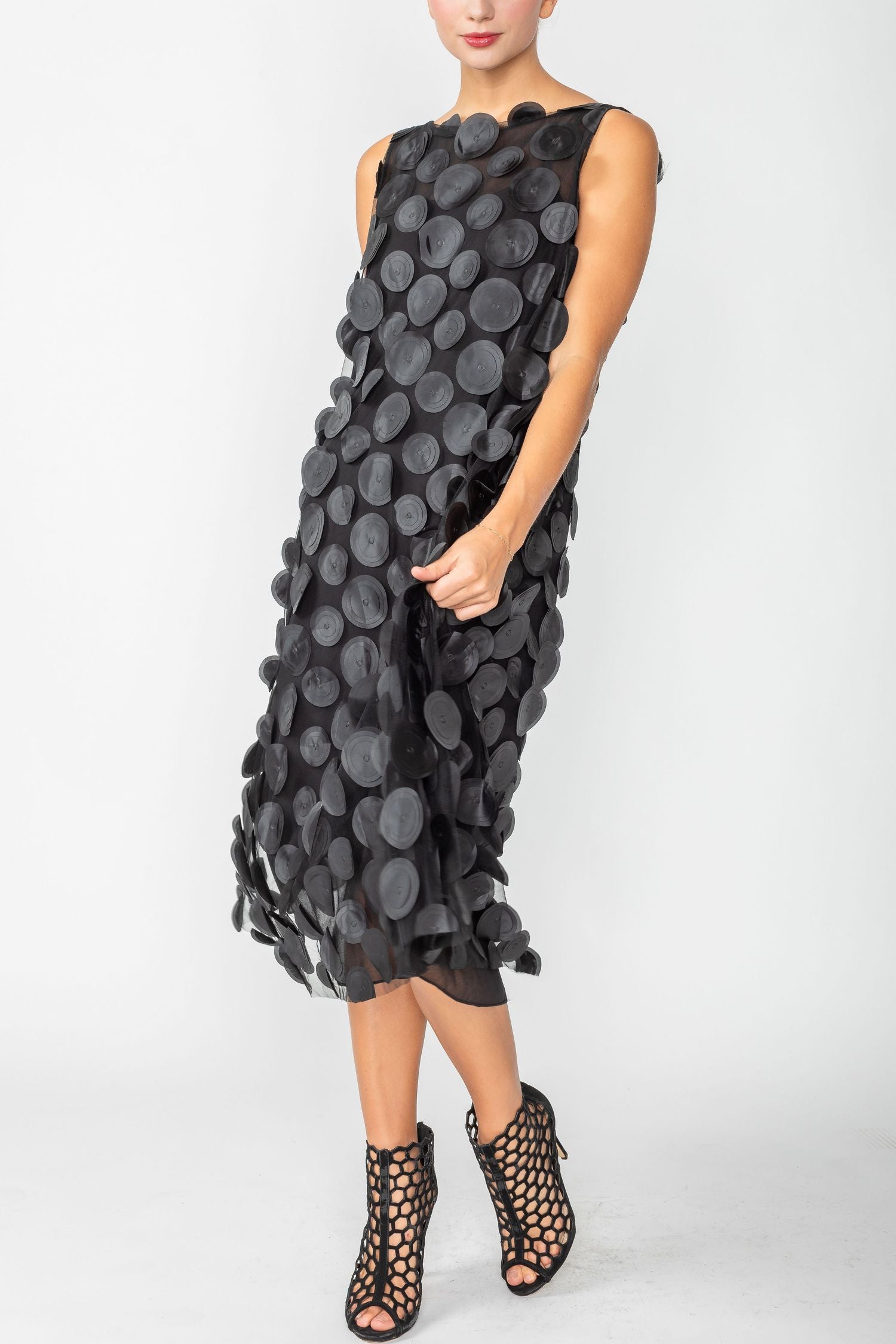 Black Mesh And Chiffon Layered Triangle Dress