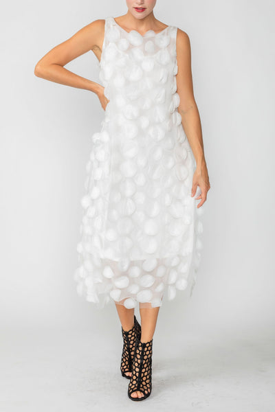 White Mesh And Chiffon Layered Triangle Dress – IC Collection
