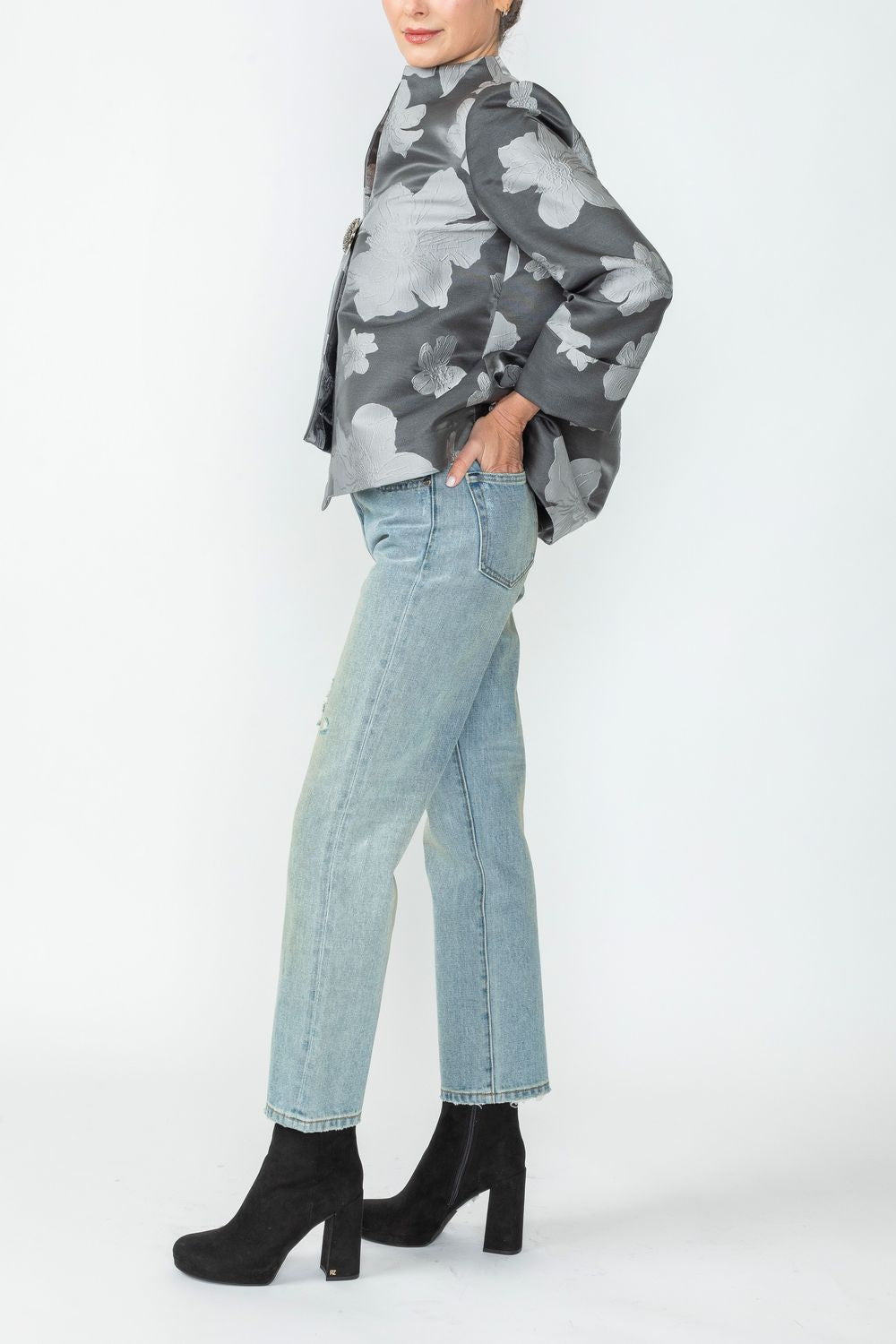 Charcoal One Button Jacket