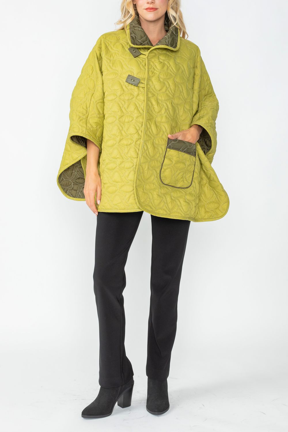 Olive and Lime Reversible Poncho