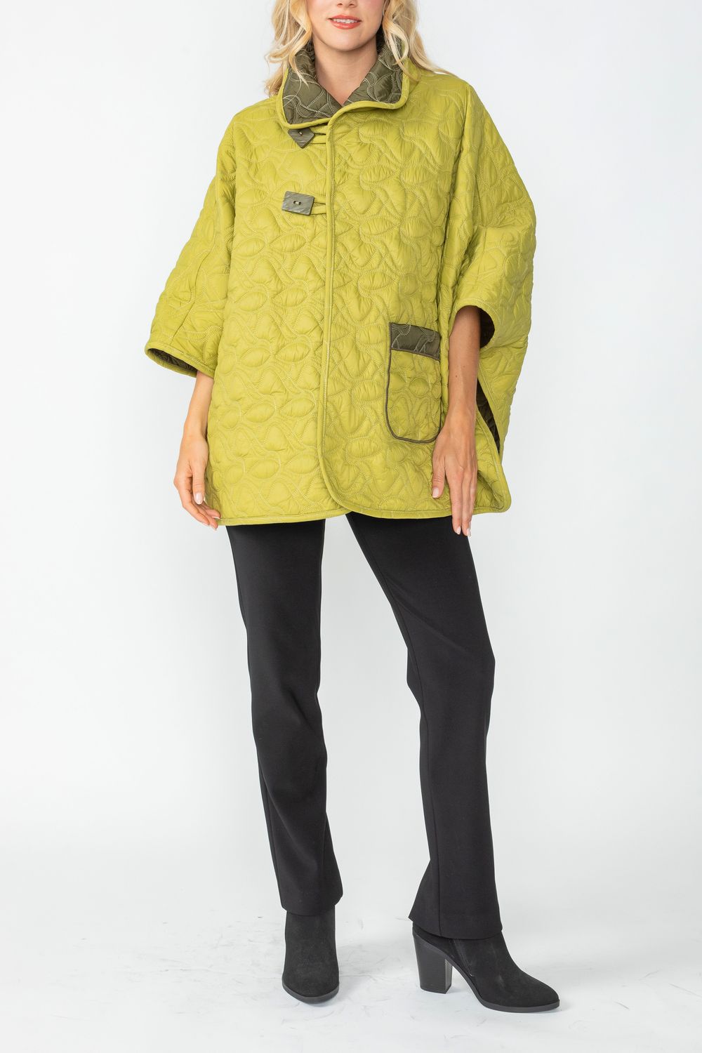Olive and Lime Reversible Poncho