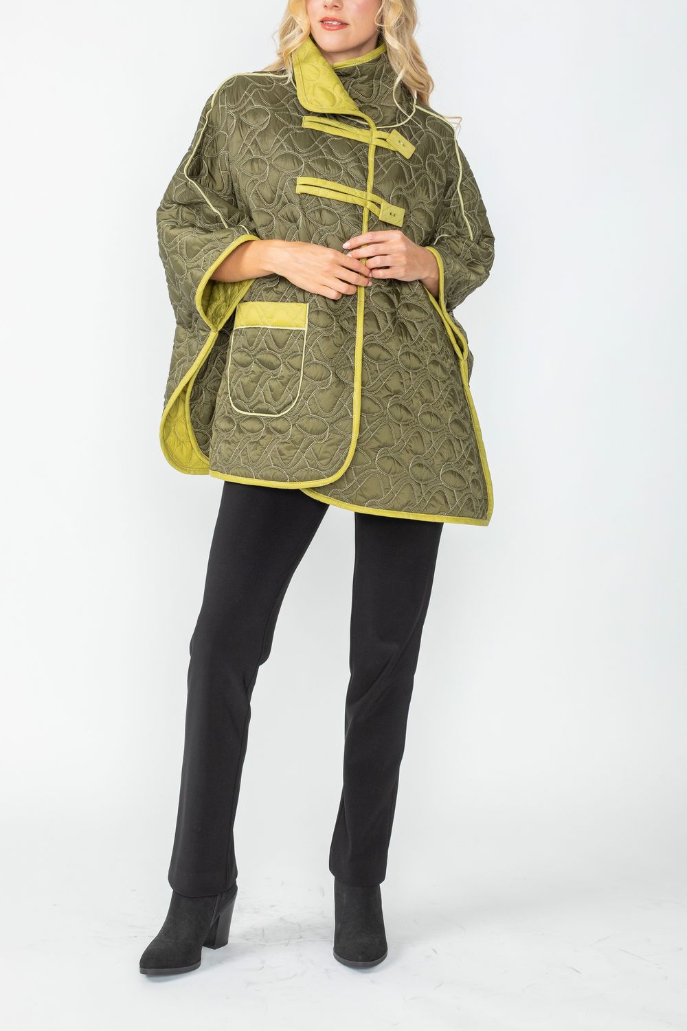 Olive and Lime Reversible Poncho