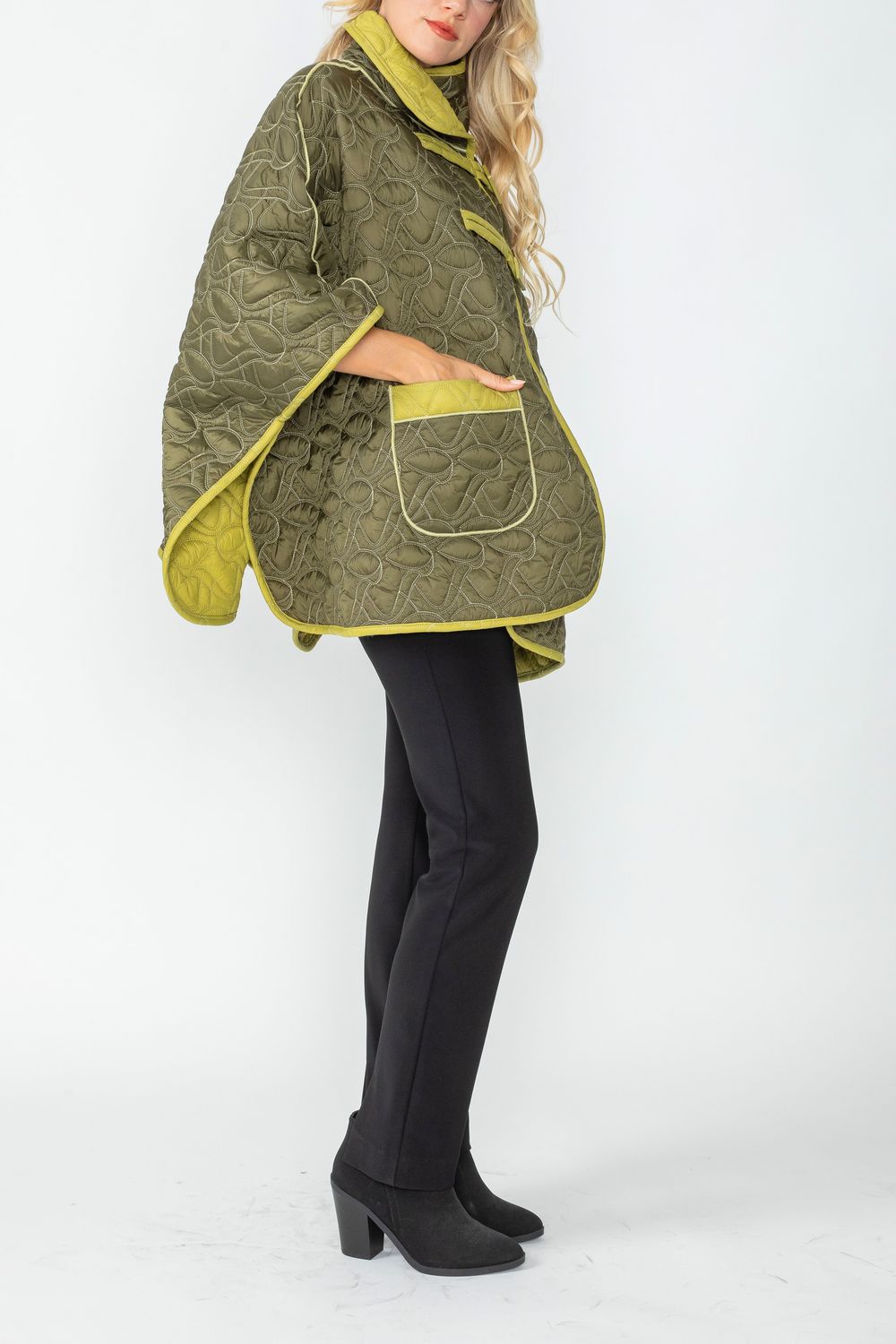 Olive and Lime Reversible Poncho