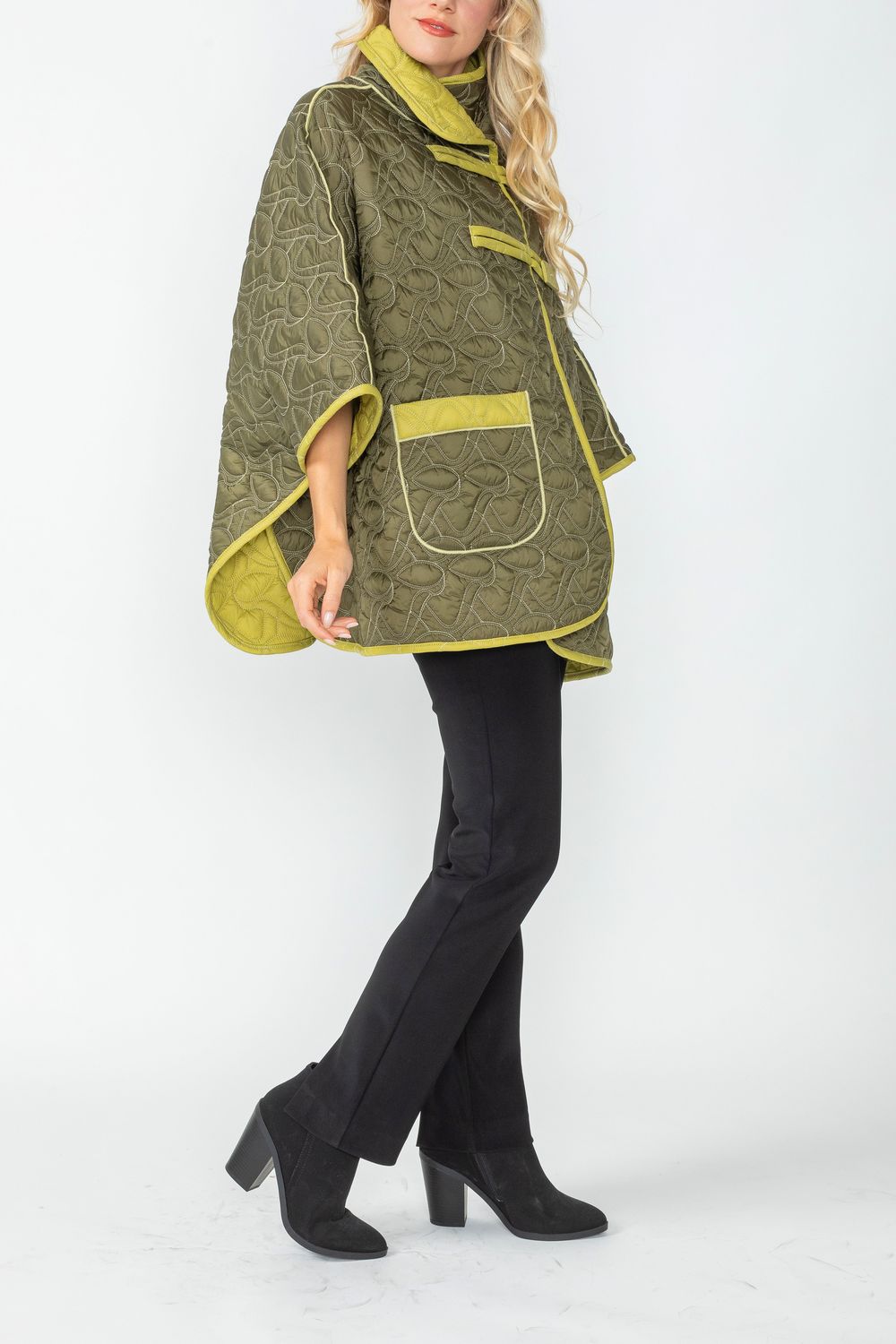 Olive and Lime Reversible Poncho