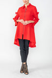 Red Ribbon Point Sleeve and High-Low Jacket