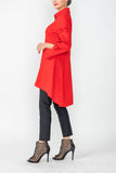 Red Ribbon Point Sleeve and High-Low Jacket