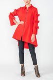 Red Ribbon Point Sleeve and High-Low Jacket