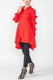 Red Ribbon Point Sleeve and High-Low Jacket