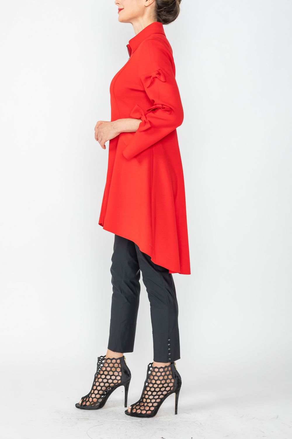 Red Ribbon Point Sleeve and High-Low Jacket