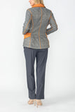 Charcoal and Caramel Contrast Mirror Quilted Blazer