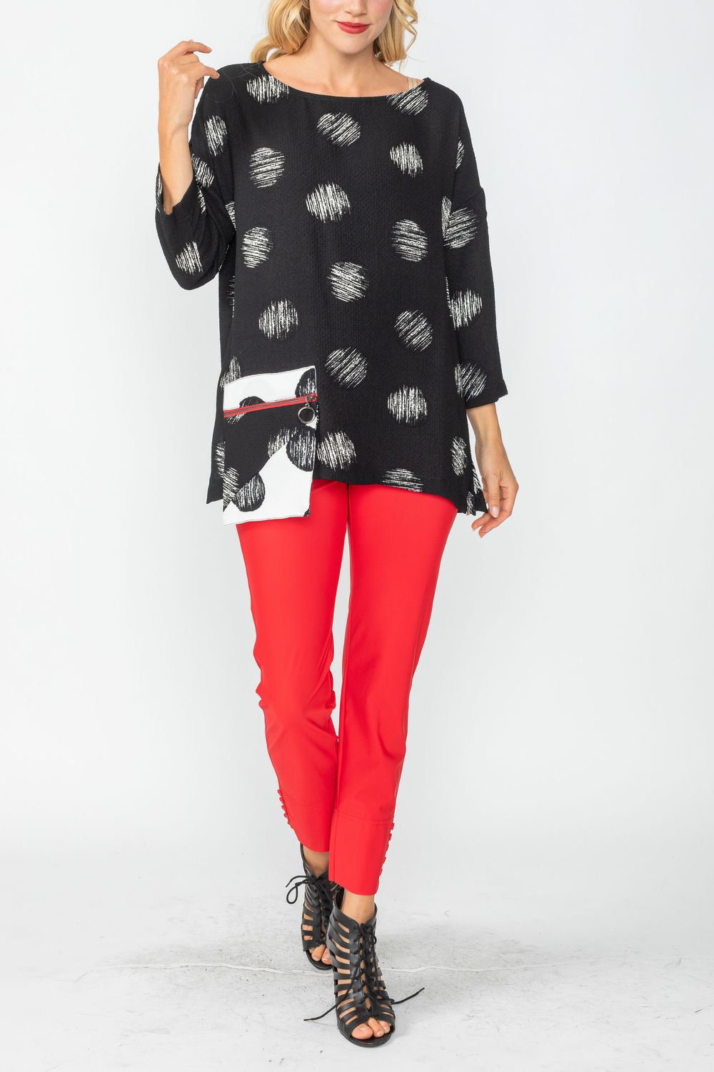 Black Geo Drop Shoulder Boxy Top