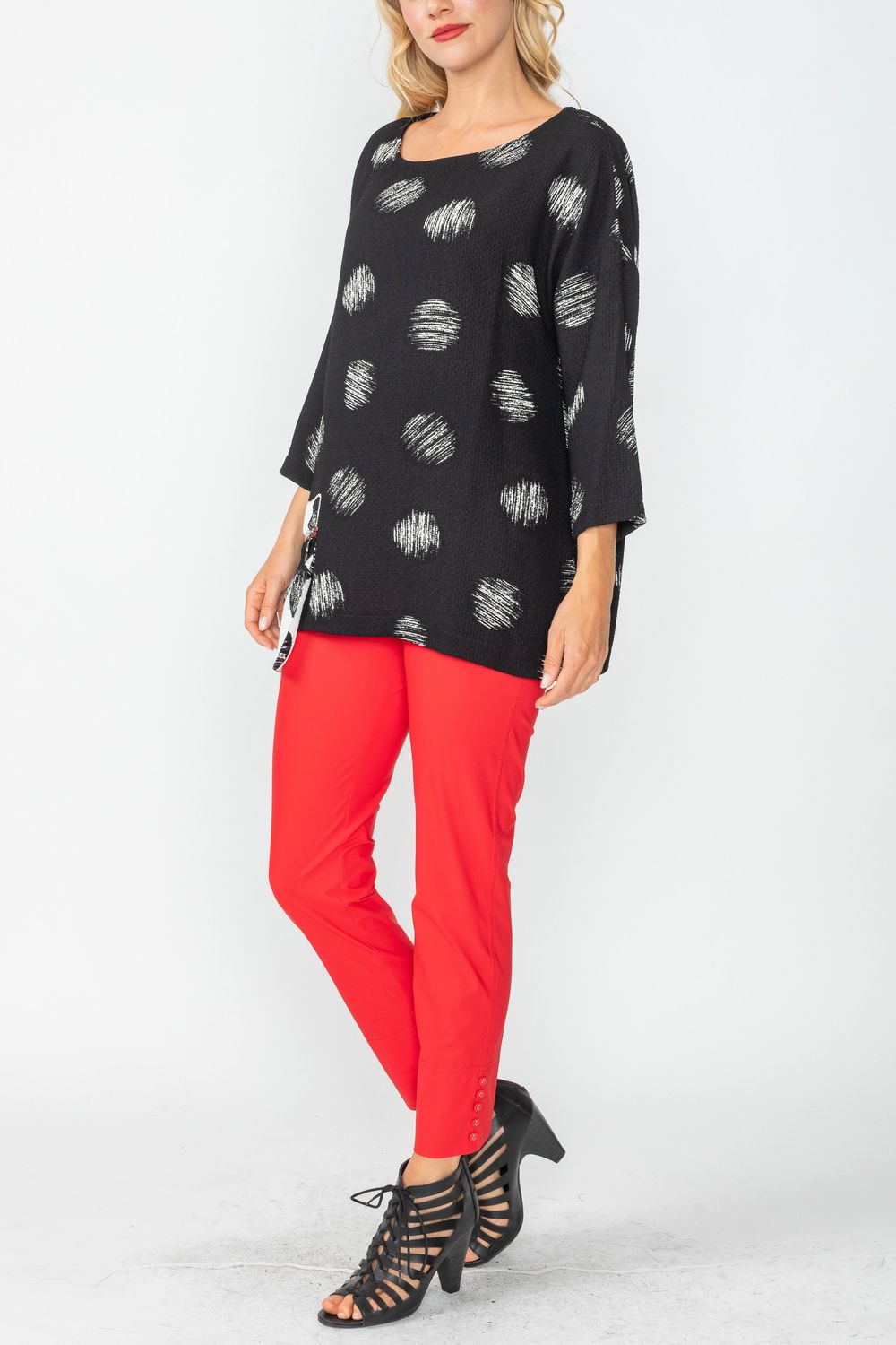 Black Geo Drop Shoulder Boxy Top