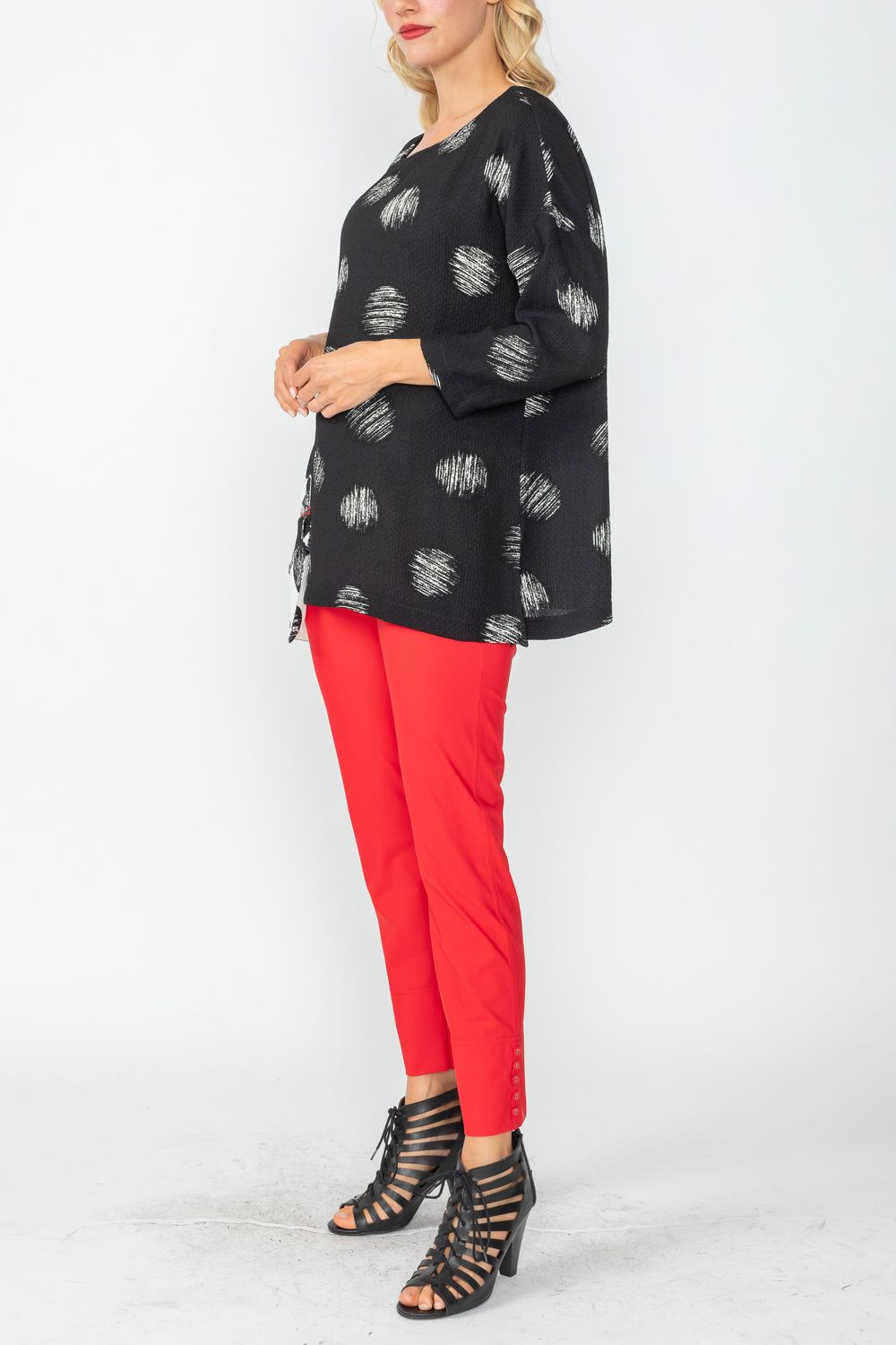 Black Geo Drop Shoulder Boxy Top