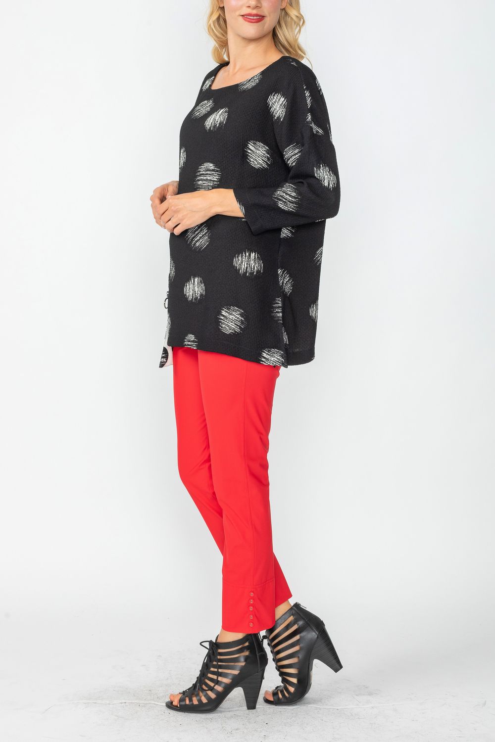 Black Geo Drop Shoulder Boxy Top