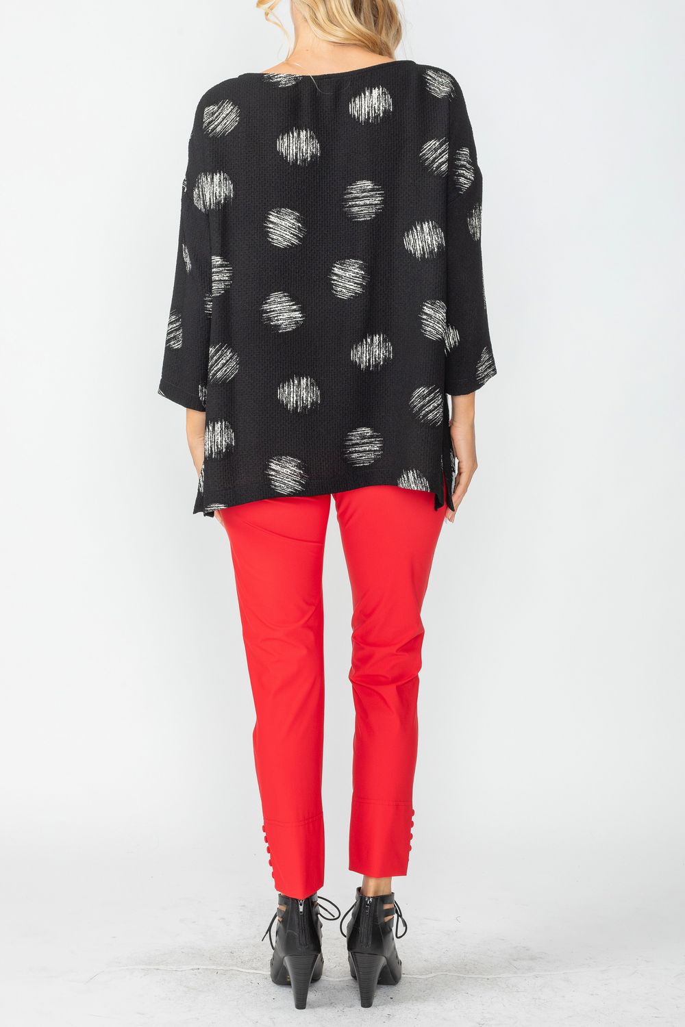 Black Geo Drop Shoulder Boxy Top